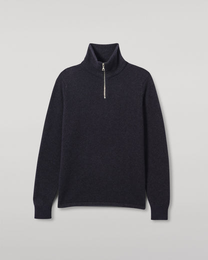 JOHNSTONS OF ELGIN MENS TWEEL HALF ZIP SWEATER NAVY & DARK GREY 100% CASHMERE KAP05832Q25934