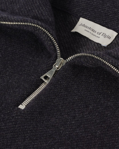 JOHNSTONS OF ELGIN MENS TWEEL HALF ZIP SWEATER NAVY & DARK GREY 100% CASHMERE KAP05832Q25934
