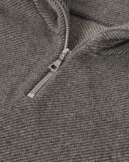 JOHNSTONS OF ELGIN MENS TWEEL HALF ZIP SWEATER MID GREY & BROWN 100% CASHMERE KAP05832Q25979