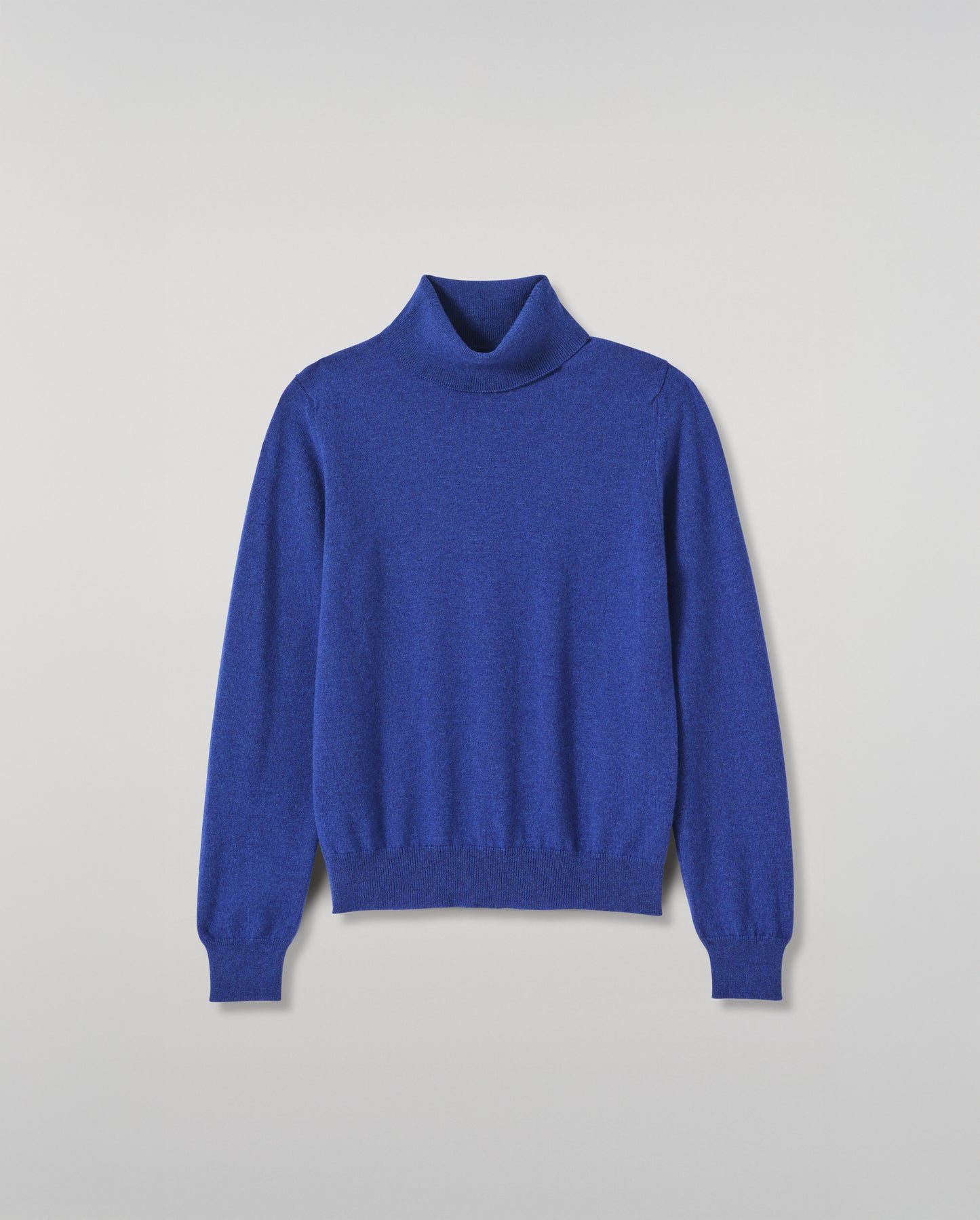 JOHNSTONS OF ELGIN IRIS ROLL NECK SWEATER PETITE CASHMERE ROLL NECK SWEATER - 2 PLY BLUE 100% CASHMERE KAP05952SD5326