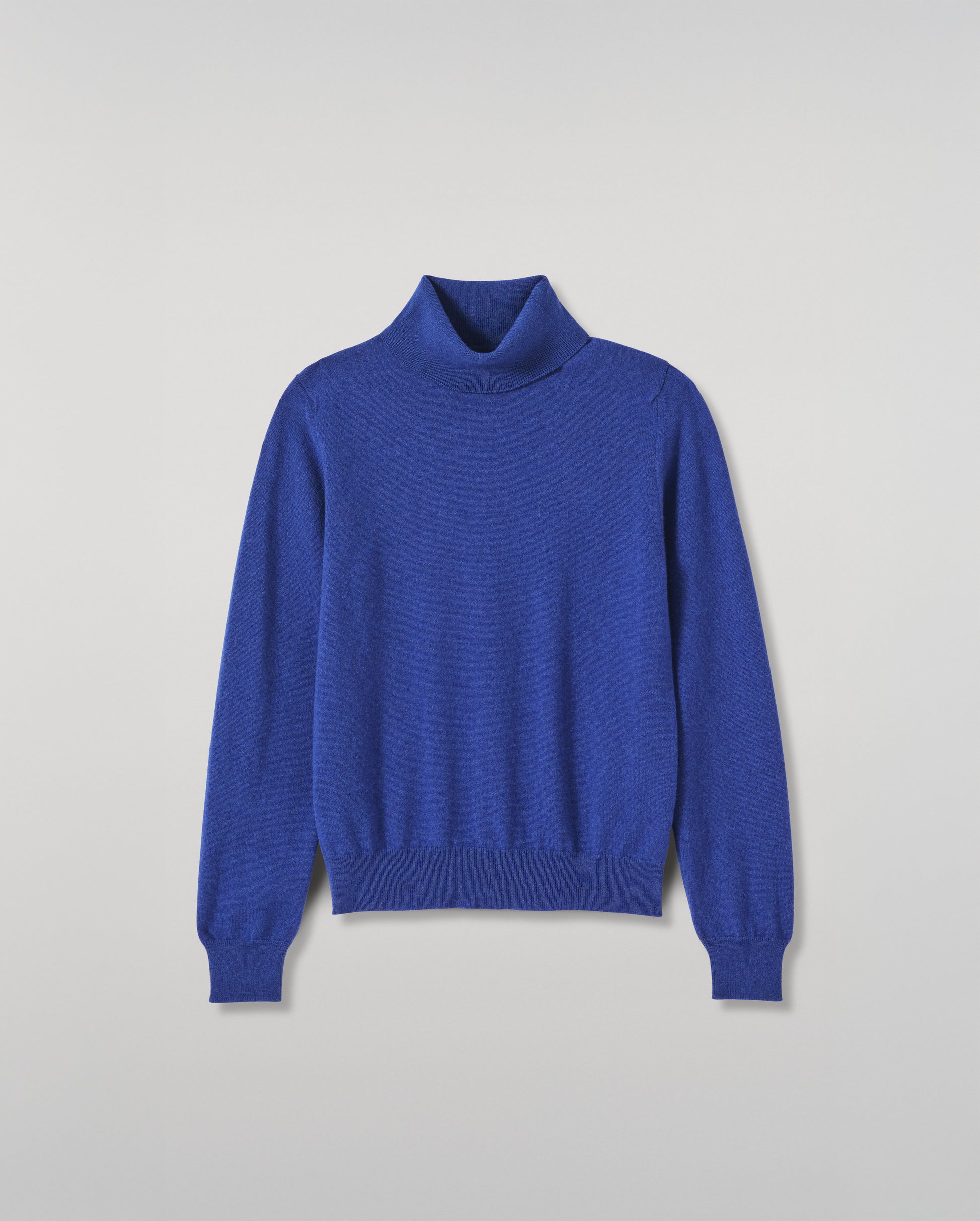 JOHNSTONS OF ELGIN IRIS ROLL NECK SWEATER PETITE CASHMERE ROLL NECK SWEATER - 2 PLY BLUE 100% CASHMERE KAP05952SD5326