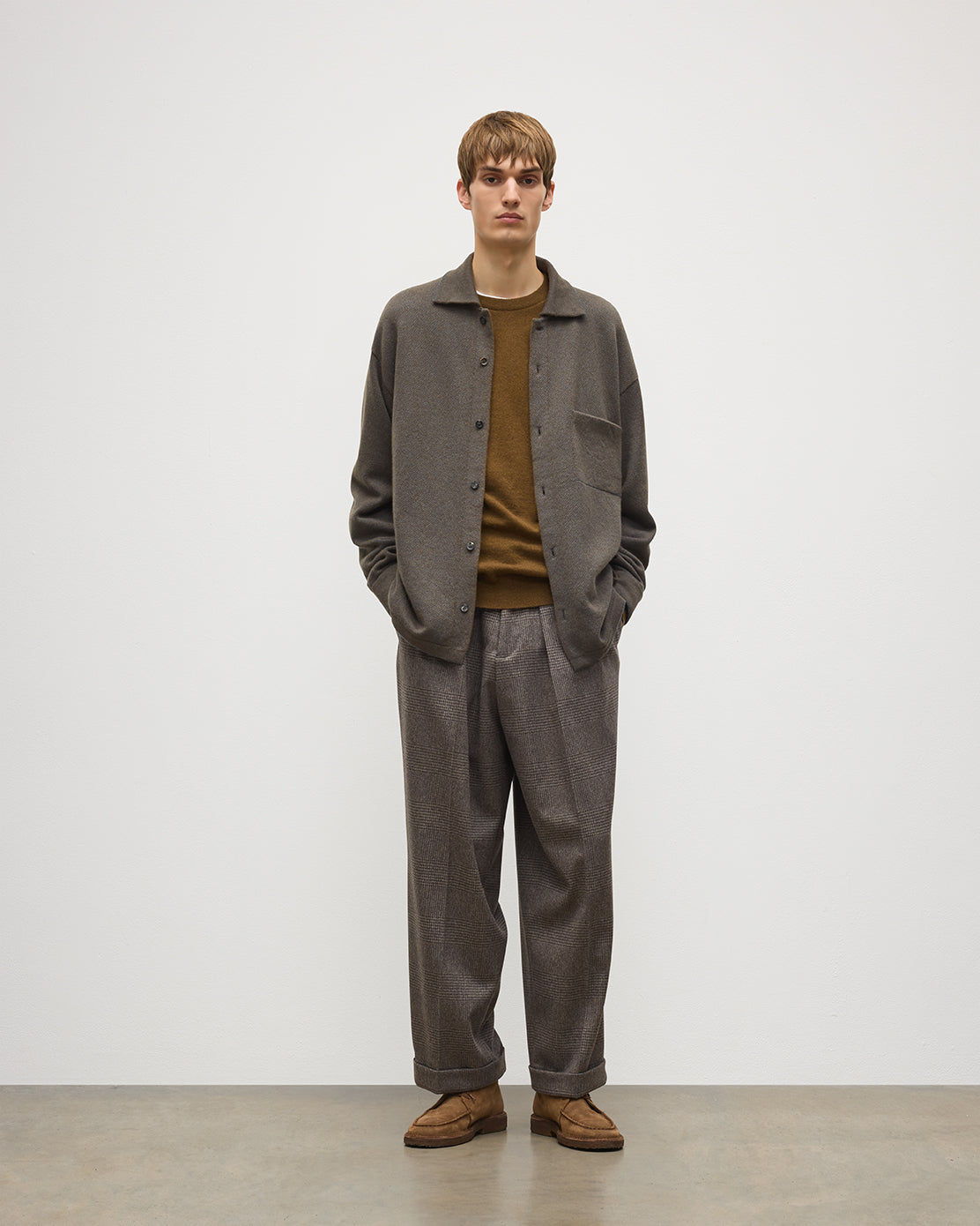 Tweel Grey and Green Cashmere Shirt | Made in Scotland – Johnstons