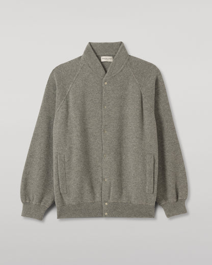JOHNSTONS OF ELGIN KEPPIE BOMBER JACKET CASHMERE MILANO STITCH BOMBER JACKET - 2 PLY GREY 100% CASHMERE KAP06008HA0400