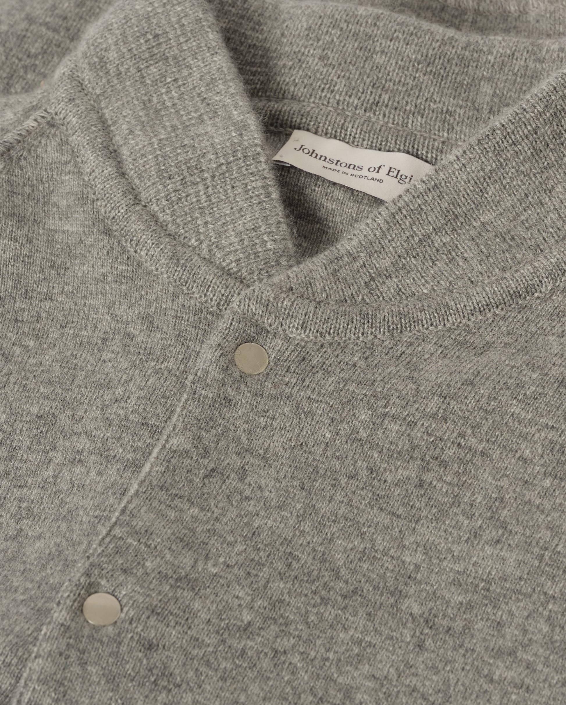 JOHNSTONS OF ELGIN KEPPIE BOMBER JACKET CASHMERE MILANO STITCH BOMBER JACKET - 2 PLY GREY 100% CASHMERE KAP06008HA0400