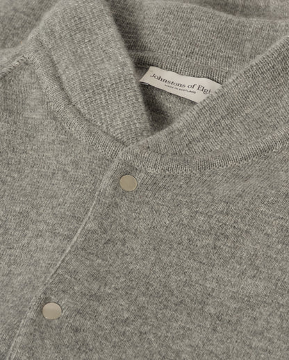 JOHNSTONS OF ELGIN KEPPIE BOMBER JACKET CASHMERE MILANO STITCH BOMBER JACKET - 2 PLY GREY 100% CASHMERE KAP06008HA0400