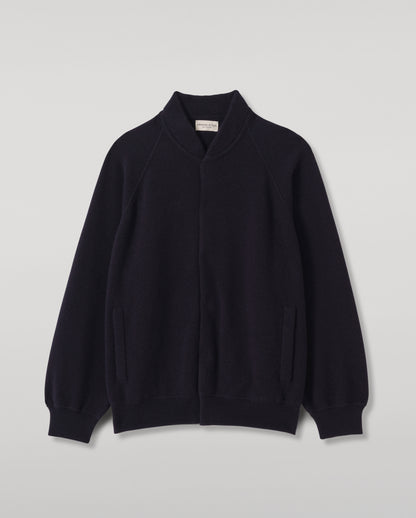 JOHNSTONS OF ELGIN KEPPIE BOMBER JACKET CASHMERE MILANO STITCH BOMBER JACKET - 2 PLY NAVY 100% CASHMERE KAP06008SD7666
