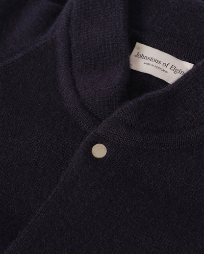 JOHNSTONS OF ELGIN KEPPIE BOMBER JACKET CASHMERE MILANO STITCH BOMBER JACKET - 2 PLY NAVY 100% CASHMERE KAP06008SD7666