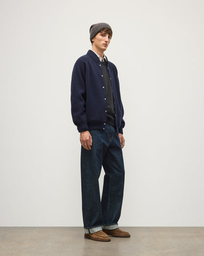 JOHNSTONS OF ELGIN KEPPIE BOMBER JACKET CASHMERE MILANO STITCH BOMBER JACKET - 2 PLY NAVY 100% CASHMERE KAP06008SD7666