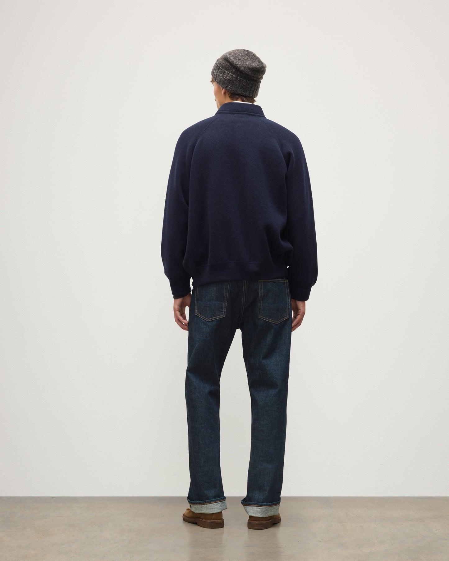 JOHNSTONS OF ELGIN KEPPIE BOMBER JACKET CASHMERE MILANO STITCH BOMBER JACKET - 2 PLY NAVY 100% CASHMERE KAP06008SD7666