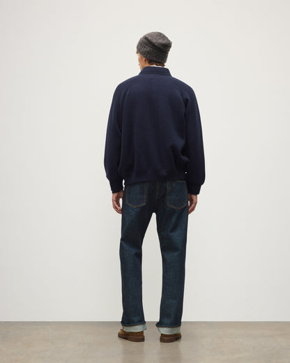 JOHNSTONS OF ELGIN KEPPIE BOMBER JACKET CASHMERE MILANO STITCH BOMBER JACKET - 2 PLY NAVY 100% CASHMERE KAP06008SD7666