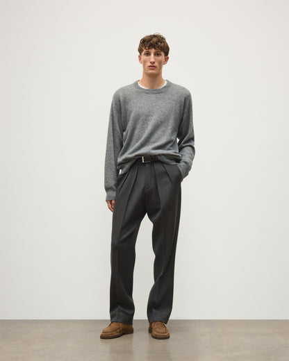 JOHNSTONS OF ELGIN REUBEN CREW CASHMERE CREW NECK SWEATER - 2 PLY GREY 100% CASHMERE KAP06051SA7216