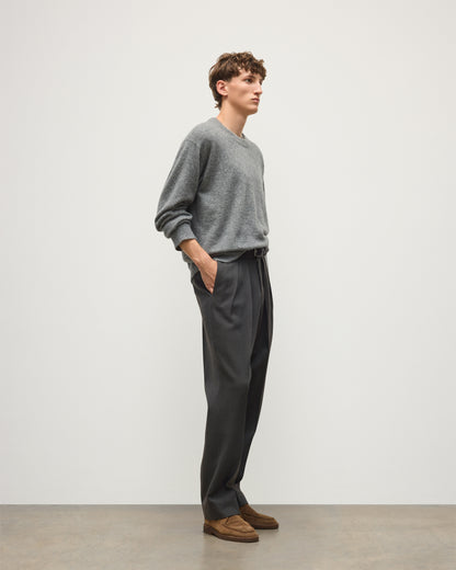 JOHNSTONS OF ELGIN REUBEN CREW CASHMERE CREW NECK SWEATER - 2 PLY GREY 100% CASHMERE KAP06051SA7216