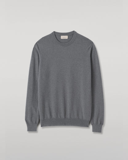 JOHNSTONS OF ELGIN REUBEN CREW CASHMERE CREW NECK SWEATER - 2 PLY GREY 100% CASHMERE KAP06051SA7216