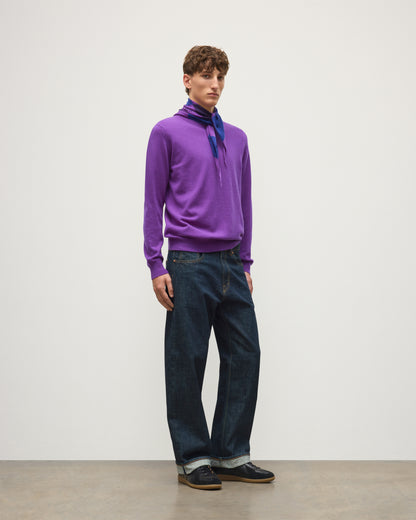 JOHNSTONS OF ELGIN REUBEN CREW CASHMERE CREW NECK SWEATER - 2 PLY PURPLE 100% CASHMERE KAP06051SD5371