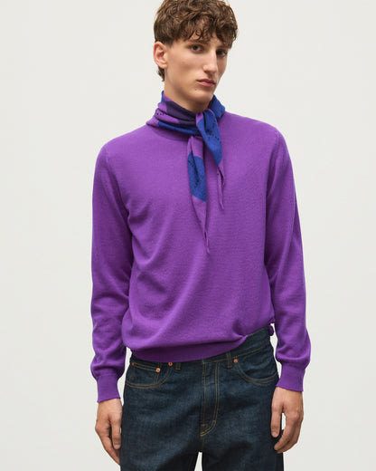 JOHNSTONS OF ELGIN REUBEN CREW CASHMERE CREW NECK SWEATER - 2 PLY PURPLE 100% CASHMERE KAP06051SD5371