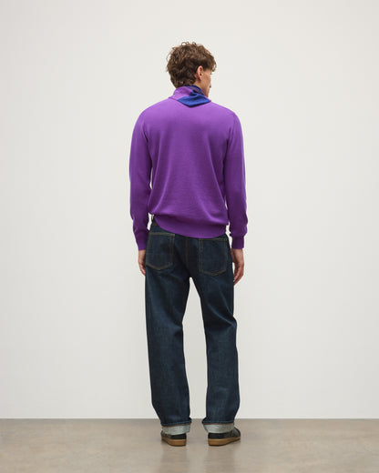 JOHNSTONS OF ELGIN REUBEN CREW CASHMERE CREW NECK SWEATER - 2 PLY PURPLE 100% CASHMERE KAP06051SD5371