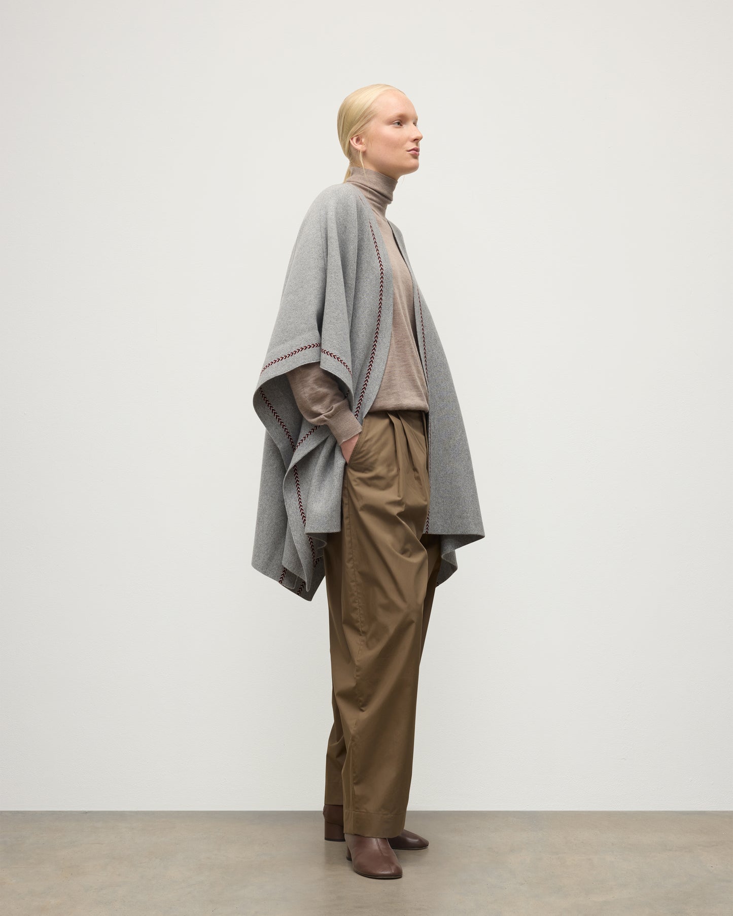 Hawk Light Grey Cashmere Poncho