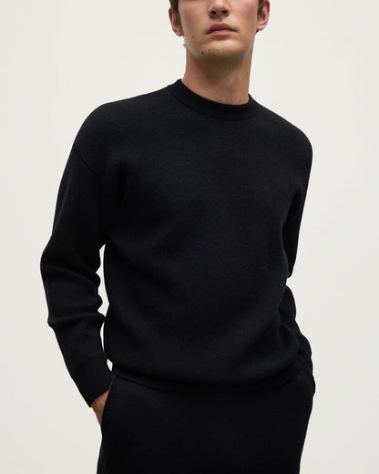 Johnstons of Elgin AW25 Men's Knitwear Iron & Black Double Faced Black Sweatshirt KBA01008Q25336