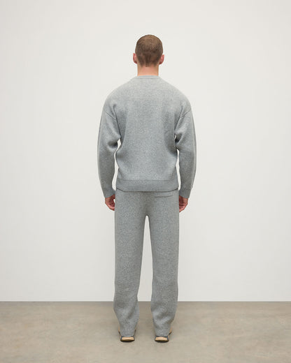 Johnstons of Elgin AW25 Men's Knitwear Light Grey & White Double Face Grey Tapered Joggers KBA01024Q25324