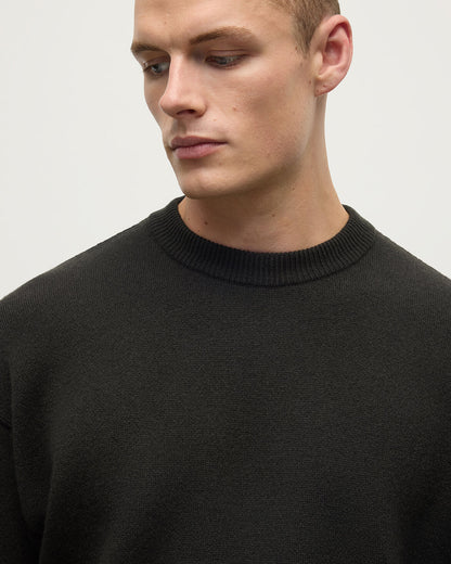 Johnstons of Elgin AW25 Men's Knitwear Black & Mid Grey Double Faced Grey Sweatshirt KBA01008Q25323