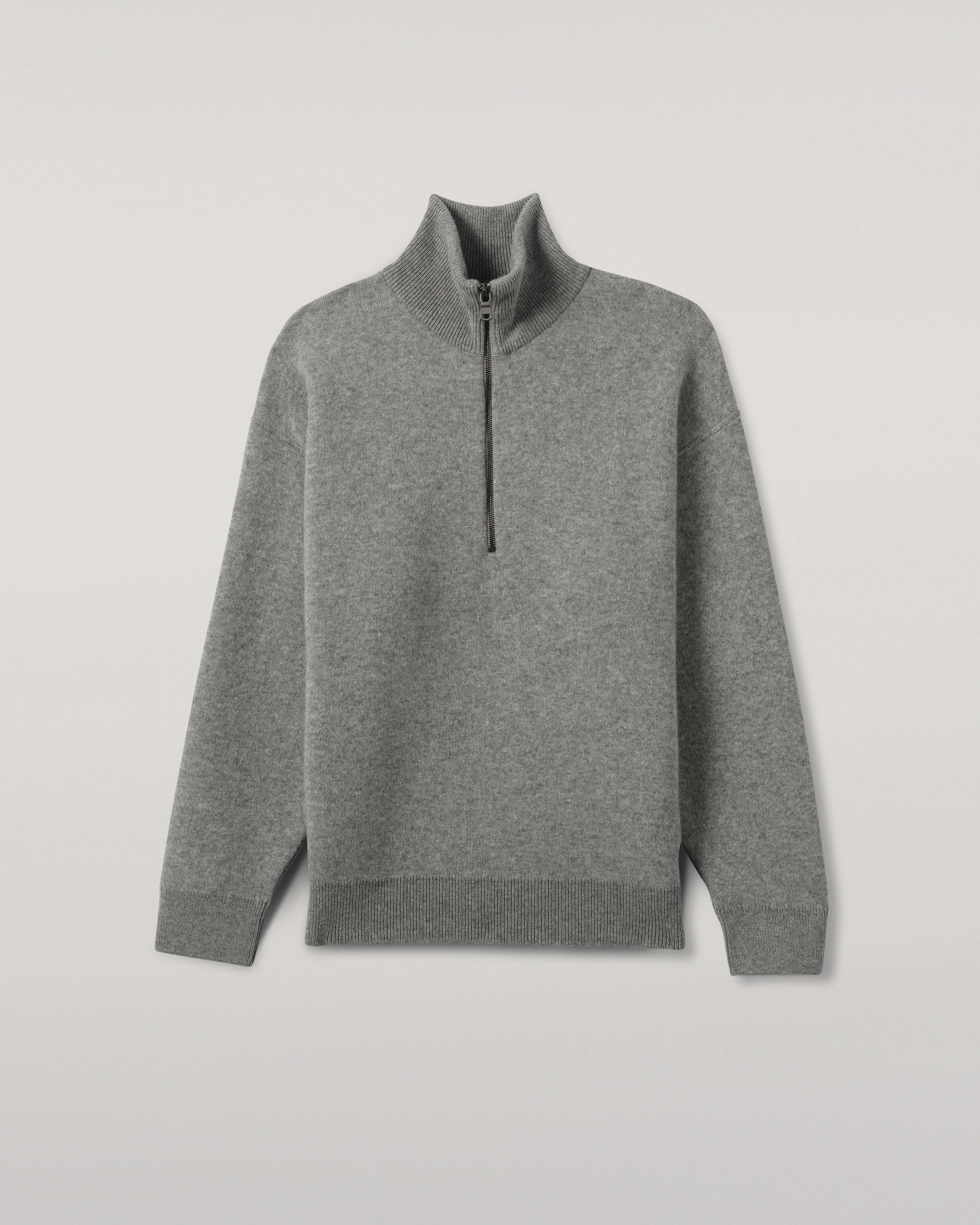 タ*ー様 【Johnstons of Elgin】メリノウール100%薄手ストー Light Grey & White Double Face Half Zip Jumper | Men's Knitwear