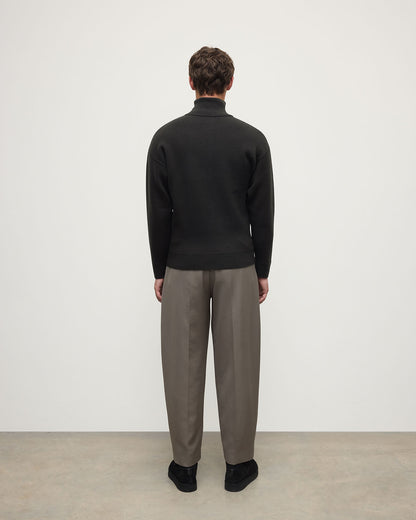 Johnstons of Elgin AW25 Men's Knitwear Black & Mid Grey Double Face Cashmere Grey Half Zip Jumper KBA01023Q25323