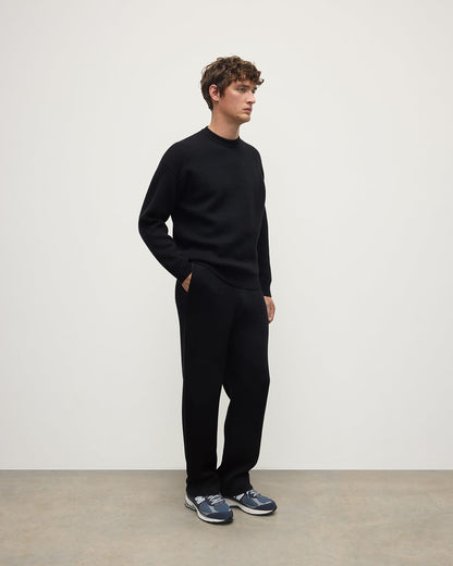 Johnstons of Elgin AW25 Men's Knitwear Iron & Black Double Faced Black Sweatshirt KBA01008Q25336