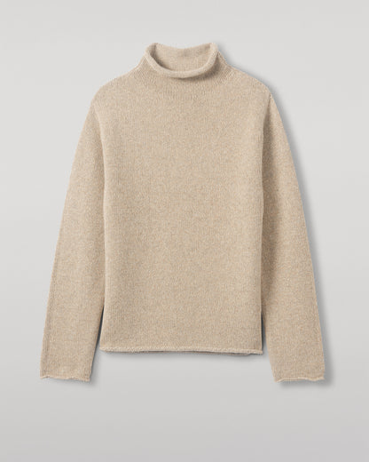 JOHNSTONS OF ELGIN KESTER FUNNEL NECK SWEATER NATURAL 100% CASHMERE KBB01067HB4453