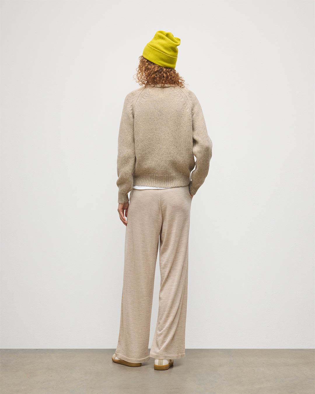 JOHNSTONS OF ELGIN WOMENS BAY CREW SWEATER NATURAL 78% CASHMERE 22% COTTON KBB01068HB4453