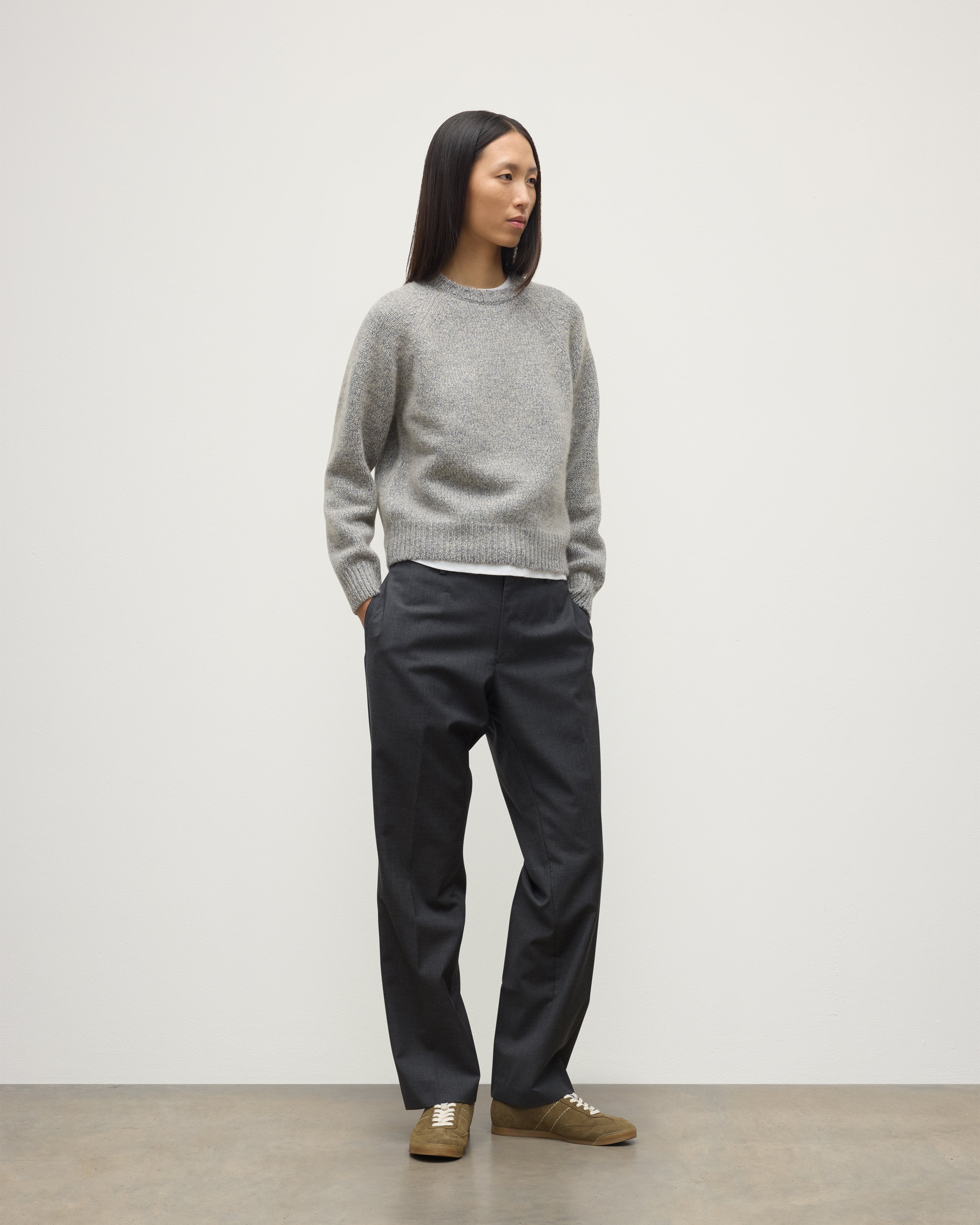 Women's Bay Blue Raglan Cashmere Jumper | Made In Scotland