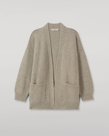 JOHNSTONS OF ELGIN BAY SLOUCH CARDIGAN MARBLED CASHMERE SLOUCH CARDIGAN WITH POCKETS GREY 78% CASHMERE, 22% COTTON KBB01069HA4273