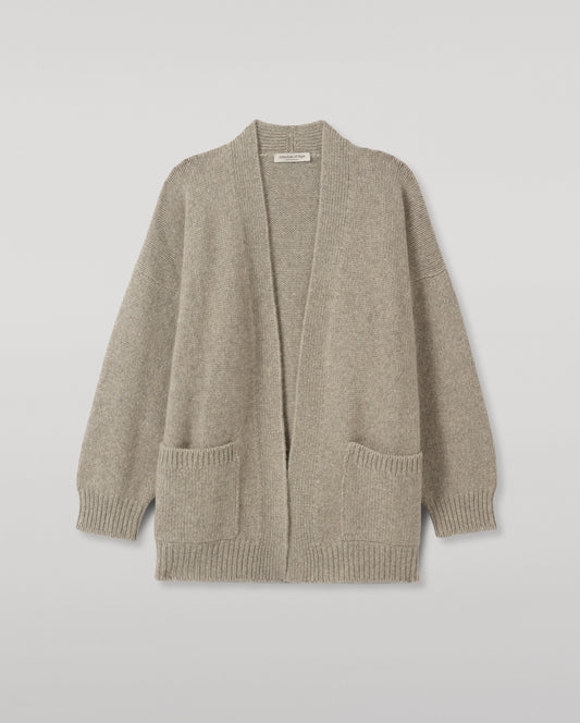 JOHNSTONS OF ELGIN BAY SLOUCH CARDIGAN MARBLED CASHMERE SLOUCH CARDIGAN WITH POCKETS GREY 78% CASHMERE, 22% COTTON KBB01069HA4273