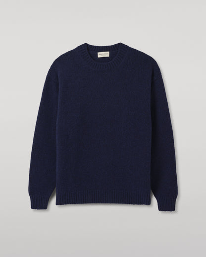 JOHNSTONS OF ELGIN MURCHISON CREW SWEATER MARBLED CASHMERE CREW NECK SWEATER DARK BLUE 78% CASHMERE, 22% COTTON KBB01095HD7361