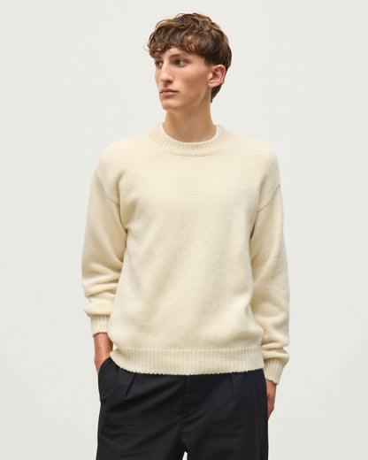 JOHNSTONS OF ELGIN DONACHIE CREW SWEATER MARBLED CASHMERE TEXTURED RIBBED CREW NECK SWEATER GREY 78% CASHMERE, 22% COTTON KBB01109HA4273