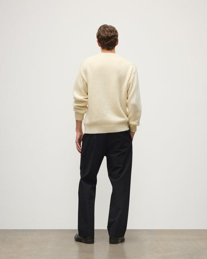 JOHNSTONS OF ELGIN DONACHIE CREW SWEATER MARBLED CASHMERE TEXTURED RIBBED CREW NECK SWEATER GREY 78% CASHMERE, 22% COTTON KBB01109HA4273