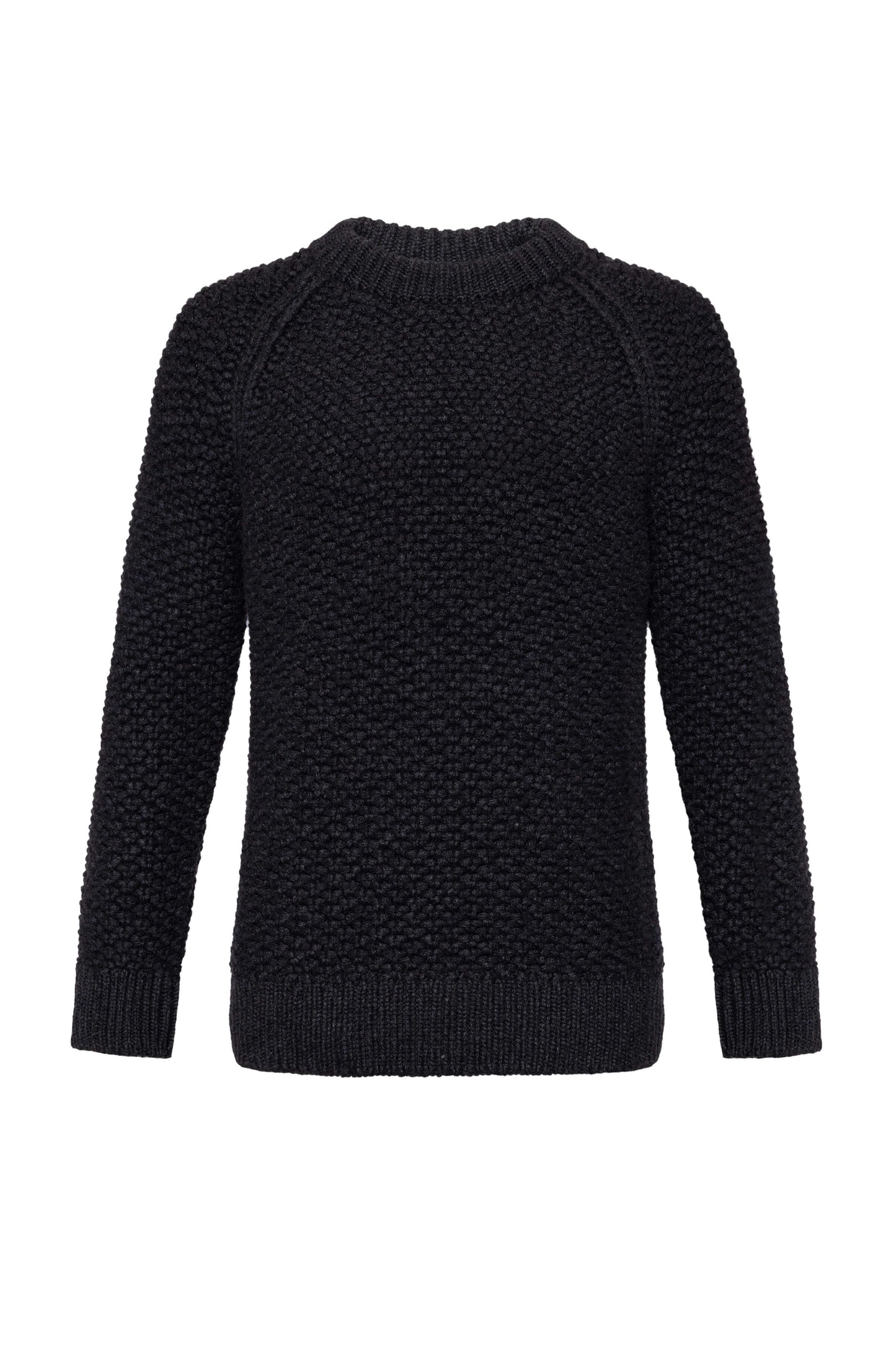 Johnstons of Elgin AW24 Unisex Knitwear Charcoal Unisex Tweed Textured Crew Neck KBB05311Q24474