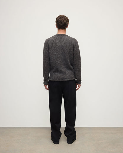 Johnstons of Elgin AW25 Men's Knitwear Charcoal Brushed Cashmere Silk Grey Jumper KBC01025HA7198