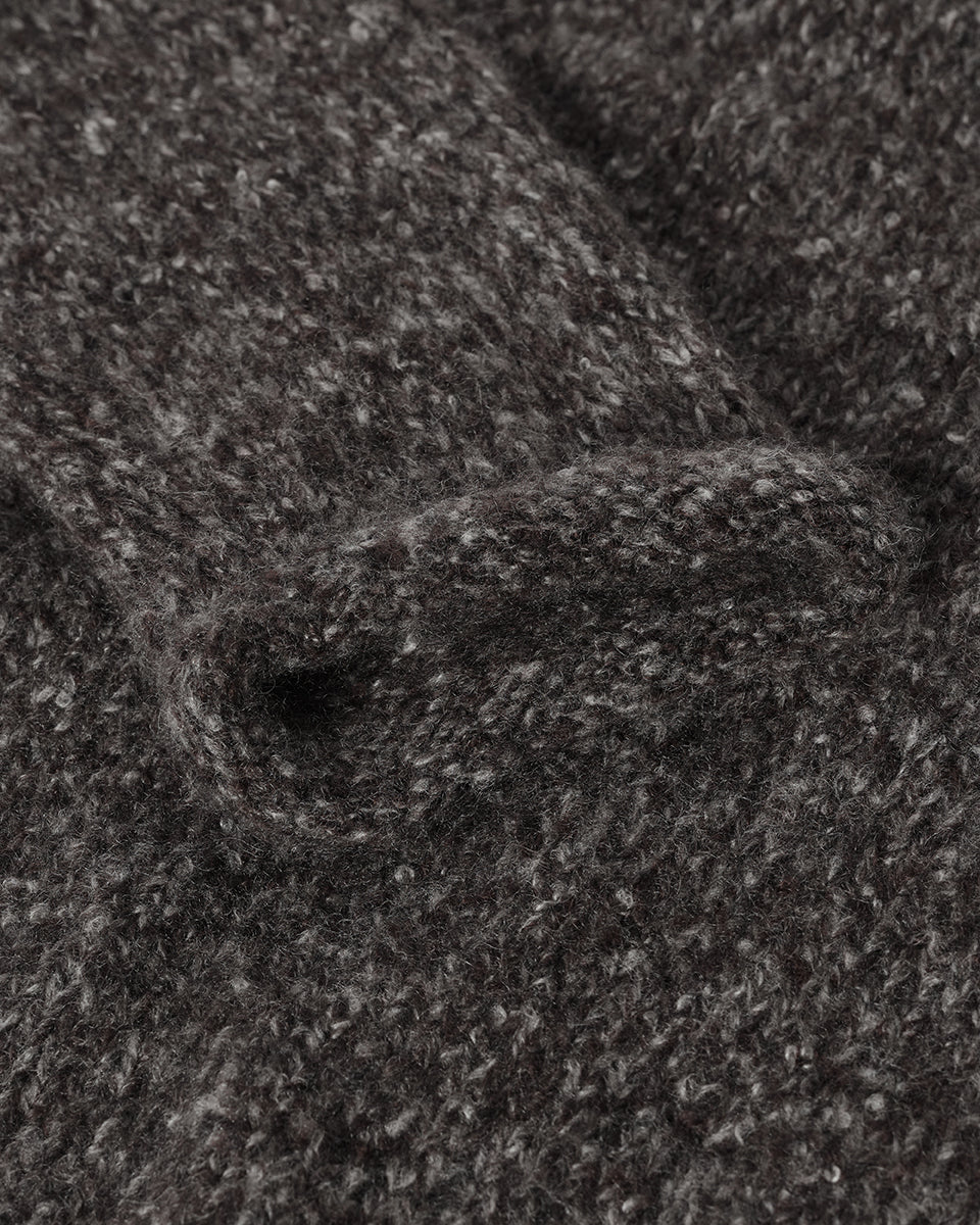 Johnstons of Elgin AW25 Women's Knitwear Charcoal Brushed Cashmere-Silk Grey Jumper Close up KBC01031HA7198