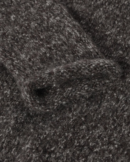 Johnstons of Elgin AW25 Women's Knitwear Charcoal Brushed Cashmere-Silk Grey Jumper Close up KBC01031HA7198