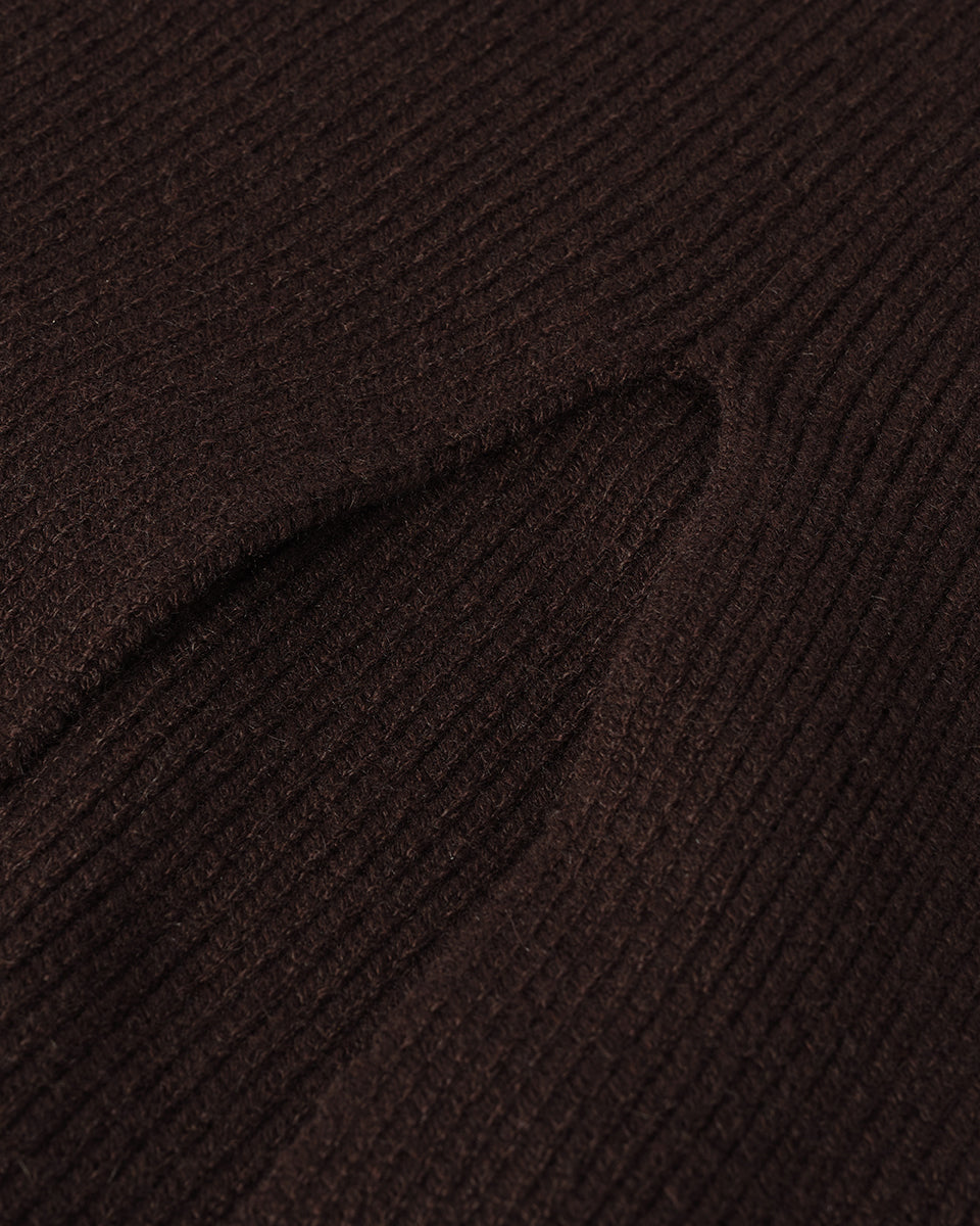 Johnstons of Elgin AW25 Women's Knitwear Molasses Cashmere Brown Midi Skirt Back KBC01032SB7290