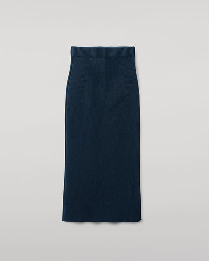 Johnstons of Elgin AW25 Women's Knitwear Bottle Green Cashmere Green Midi Skirt Back View KBC01032SC7341