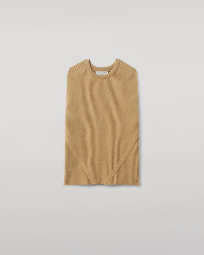 Johnstons of Elgin AW25 Women's Knitwear Camel Sleeveless Camel Cashmere Tank Top details KBI01037HB4404