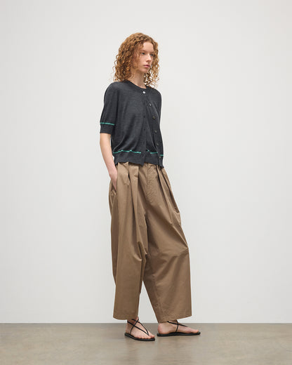 JOHNSTONS OF ELGIN WOMENS BRAE SHORT SLEEVE CREW CARDIGAN GREY 100% MERINO WOOL KBI01063Q25965