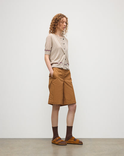 JOHNSTONS OF ELGIN WOMENS BRAE SHORT SLEEVE CREW CARDIGAN NATURAL 100% MERINO WOOL KBI01063Q25967