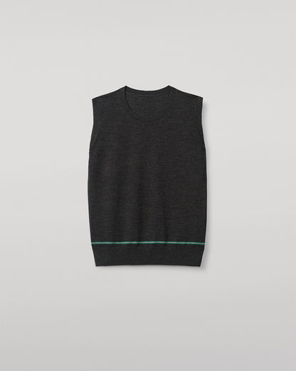 JOHNSTONS OF ELGIN WOMENS BRAE SLEEVELESS CREW GREY 100% MERINO WOOL KBI01064Q25965