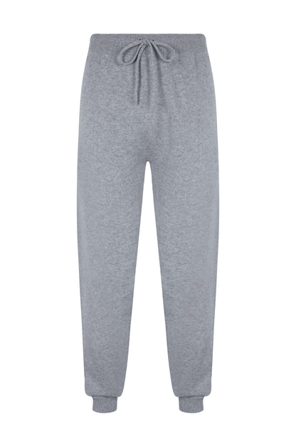 Johnstons of Elgin Men's Knitwear Light Grey Seamless Cashmere Cuffed Joggers KBI05155HA0308