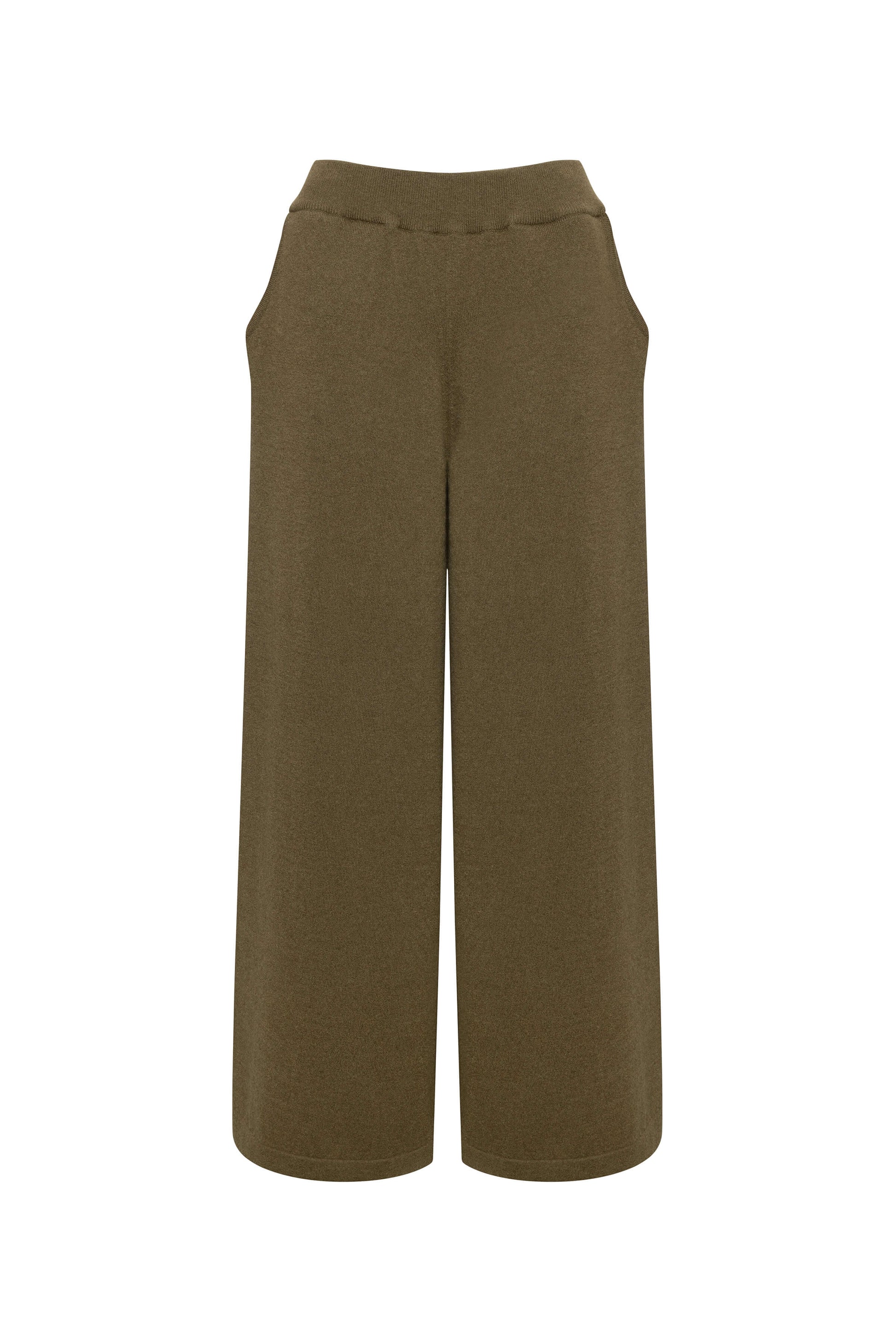 Johnstons of Elgin AW24 Women's Knitwear Olive Oversize Slouch Cashmere Trousers KBP00957SC4596