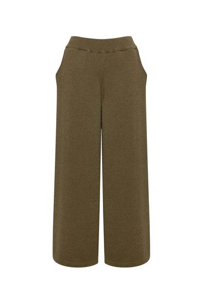 Johnstons of Elgin AW24 Women's Knitwear Olive Oversize Slouch Cashmere Trousers KBP00957SC4596