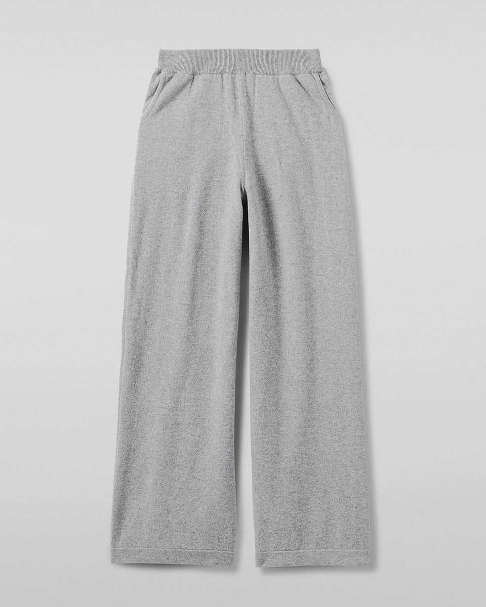 Johnstons of Elgin Women's Knitwear Light Grey Wide Leg Cashmere Trousers KBP00926HA0308