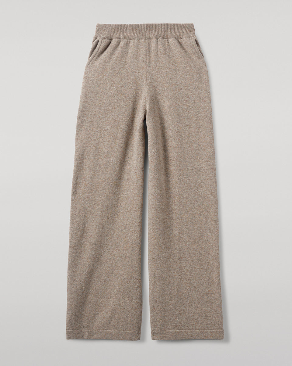 Johnstons of Elgin  Women's Knitwear Ash Wide Leg Cashmere Trousers KBP00926HB4334